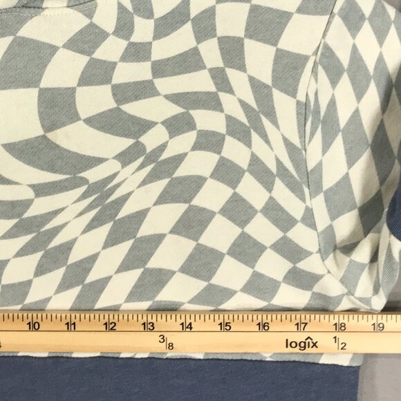 Univibe Hoodie Boy's Large Blue Check Colorblock Pullover Sweatshirt Long Sleeve - Picture 12 of 14